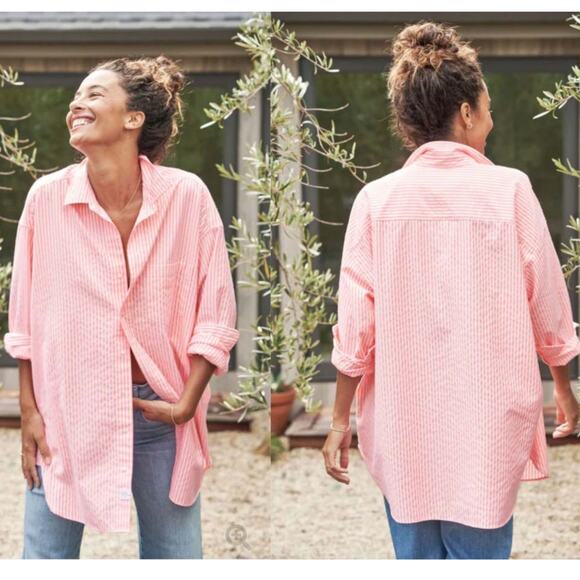 Frank & Eileen Mackenzie Button-Up Italian Oxford Neon Stripe Shirt One Size OS - Picture 1 of 15